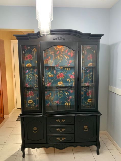 Eclectic China Cabinet, Gothic Curio Cabinet, Apothecary Display Cabinet, Curio Cabinet Makeover, China Cabinet Redo, China Cabinet Makeover, Painted China Cabinets, Redo Cabinets, Hutch Makeover