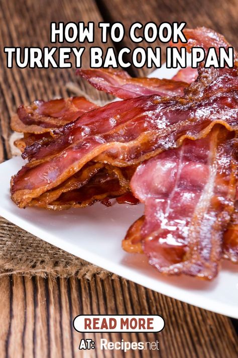 Turkey Bacon on a Plate Made in a Pan - How to Cook Recipe Guide How To Cook Turkey, Smoked Bacon Recipes, Cooking Turkey Bacon, Pork Spices, Cook Turkey, Homemade Bacon, Spiced Vegetables, Pork Bacon, Savory Salads