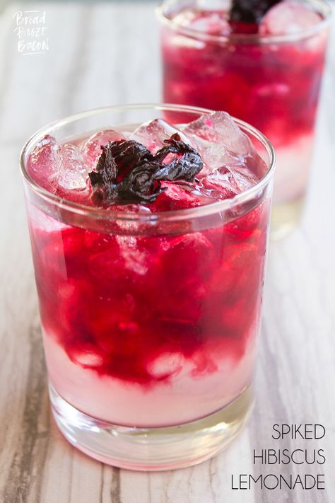 Our Spiked Hibiscus Lemonade everything I love about serving a cocktail to guests. It's simple, delicious & absolutely gorgeous! Hibiscus Lemonade, Hibiscus Cocktail, Hibiscus Drink, Bread Booze Bacon, Craft Cocktail Recipe, Tea Cocktails, Delicious Drink Recipes, Vodka Drinks, Easy Drinks