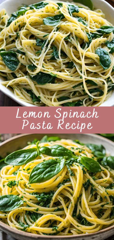 Lemon Spinach Pasta Recipe | Cheff Recipes Lemon And Spinach Pasta, Spinach And Pasta Recipes Simple, Spinach Main Dish Recipes, Spinach Linguine Recipes, Spinach Fettuccine Recipes, Pasta With Spinach Recipes, Spinach And Pasta Recipes, Pasta Spinach Recipes, Lemon Spinach Pasta