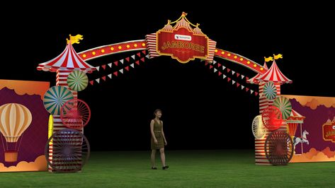 Technip FMC Annual Day 2020 Jamboree Theme. on Behance Carnival Entrance Arch, Circus Entrance, Arch Gate, Entrance Arch, Annual Day, Stage Ideas, Halloween Circus, Gate Decoration, Arch Ideas