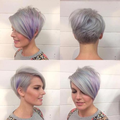 Lavender Pixie Bob #longpixiecut Short Asymmetrical Haircut, Kort Bob, Choppy Pixie Cut, Shampoo For Gray Hair, Chic Short Haircuts, Asymmetrical Haircut, Thick Hair Cuts, Popular Short Hairstyles, Edgy Pixie Cuts