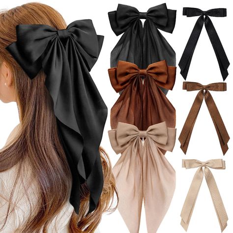 PRICES MAY VARY. TASSEL BOW DESIGN: These women's ribbon bows for hair are made in vintage French style, easy to clip in your hair and can be worn on the sides of your head, perfect for decorating twists, ponytails, pigtails and loose hair, add a touch of cuteness and elegance to your hairstyle. The cute ends and soft quality bows add a touch of cuteness and elegance to your hairstyle and make you look more charming CLASSIC VERSATILE COLORS: Our Ribbon Bow Hair Clips come in 6 colors: black, cha Ribbon Tassel, Sophisticated Hairstyles, Hairpin Accessories, Hair Bow Clip, Bow Hair Clip, Bow Accessories, Bow Clip, Chic Hairstyles, Ribbon Hair Bows