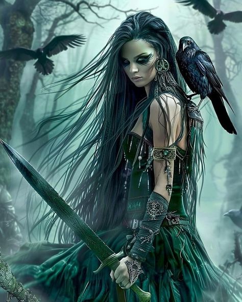 Goddess Character Art, Warrior Women Art, Warrior Queen Art, The Morrigan Art, Irish Morrigan, Morrigan Art, Morrigan Goddess Cosplay, The Morrigan Goddess, Morrigan Irish Goddess