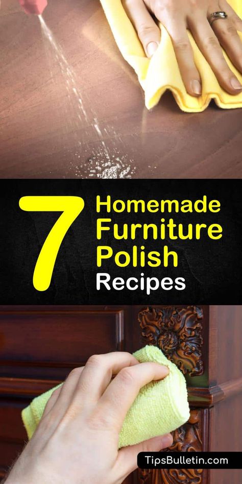 Learn how to restore your wood’s beautiful shine with one of our homemade furniture polish recipes. Our quick and easy recipes use natural ingredients like coconut oil, vinegar, and essential oils. #polish #furniture #restorewood #diy Homemade Furniture Polish, Diy Furniture Polish, Dusting Spray, Homemade Furniture, Cleaner Recipes, Furniture Polish, Deep Cleaning Tips, Kitchen Cleaning Hacks, Cleaners Homemade