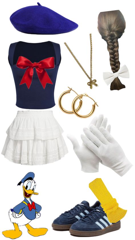 Disney Duo Outfits, Disney Characters Outfit Ideas, Disney Character Halloween Costumes, Mouse Halloween Costumes, Donald Duck Outfit, Disney Characters Halloween Costumes, Duck Outfit, Donald Duck Costume, Disney Character Outfits