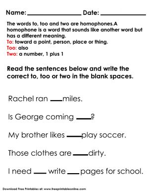 To Too and Two Worksheet To Too Two, Fun Educational Activities, Personal Pronouns, Letter Games, Kids Worksheets, Teachers Aide, English Games, Learning Worksheets, Vocabulary Games