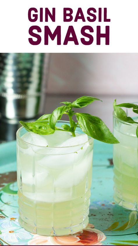 Watermelon Gin Cocktail, Gin Basil Smash, Pink Gin Cocktails, St Patricks Food, Gin Gimlet, Easy Gin Cocktails, Basil Cocktail, Blueberry Gin, Easy Summer Cocktail Recipes