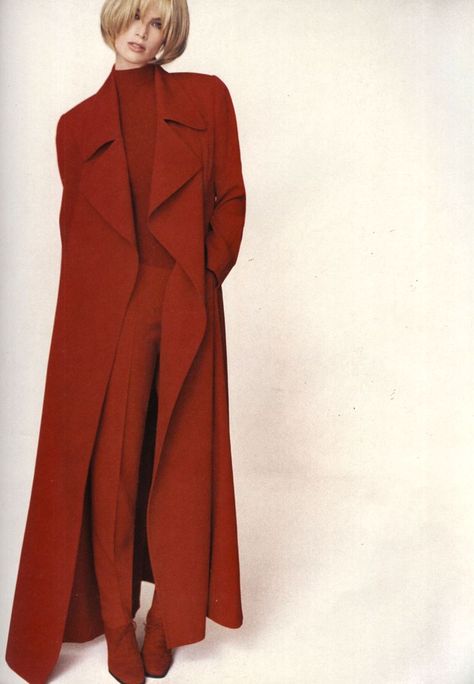 Ellen Tracy 1996 Meghan Douglas, Ellen Tracy, Creative Fashion, Duster Coat, High Neck Dress, Make Up, Clothes