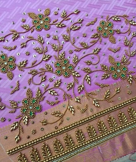 Aari Tracing Designs For Blouse, Aari Work Sleeve Design, Aari Stitches, Magam Work Designs, Aari Design, Hand Work Design, Simple Hand Embroidery Patterns, Aari Designs, Aari Blouse