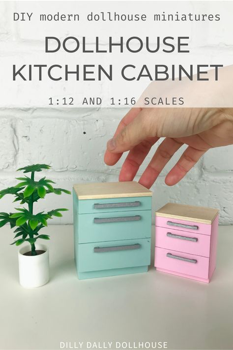 Tutorial to make 1:12 or 1:16 Lundby scale dollhouse miniature kitchen cabinets Diy Barbie Kitchen Cabinets, 1:16 Scale Dollhouse Furniture, Lundby Dollhouse Diy, 1 12 Scale Miniatures Diy Dollhouse Furniture, 1:12 Dollhouse Diy, Diy 1:6 Scale Doll Furniture, Diy Dollhouse Kitchen Cabinets, Dollhouse 1:12, 1 12 Scale Miniatures Diy