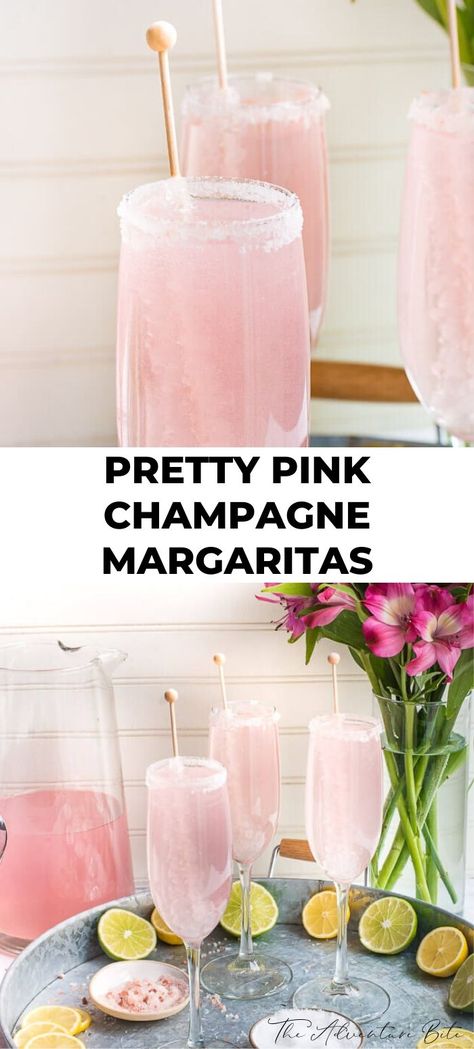 Pink Lemonade Champagne, Champagne Mixed Drinks, Pink Champagne Margarita, Champagne Margarita, Hugo Cocktail, Margarita Drinks, Brunch Punch, Champagne Margaritas, Cocktail Pink