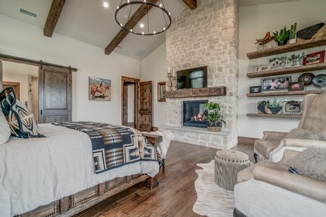 MK Homes - MK Homes added a new photo. Hacienda Bedroom, Modern Hacienda, Western Aesthetics, Western Interior, Weatherford Texas, Ranch House Decor, Western Rooms, Master Room, Ranch Life