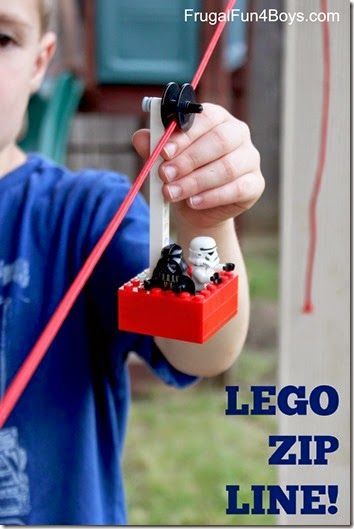 Lego Zip Line! This is such a fun, hands on STEM science activity for kids to learn and explore as a summer activity for kids. Lego Zipline, Diy Zipline, Lego Challenge, Diy Lego, Lego Club, Frugal Girls, Lego Diy, Lego Activities, Skins Minecraft