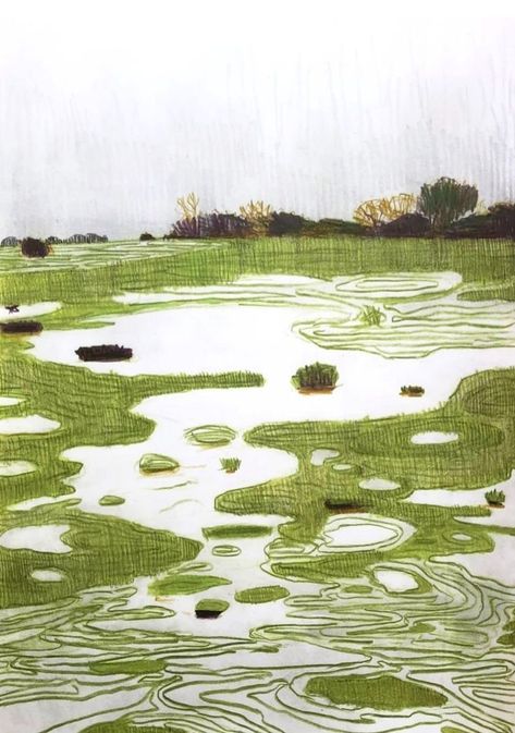 Fields Drawing, Rainy Day Drawing, A Rainy Day, Artist On Instagram, Colored Pencil, Rainy Day, Pencil, On Instagram, Instagram