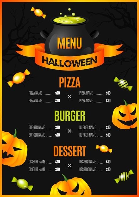 Halloween Pizza, Halloween Menu, Print Design Template, Halloween Templates, Halloween Images, Menu Template, Template Download, Halloween Design, Graphic Design Templates