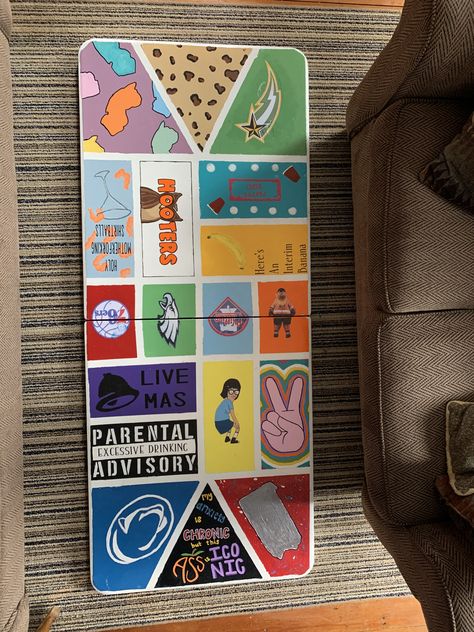 Hand painted beer pong table Funny Pong Table Painted College, Frat Table, Beer Pong Table Painted Ideas Boys, Pong Table Painted, Beerpong Table, 21st Birthday Beer Cake, Bp Table, Beer Pong Table Diy, Diy Beer Pong