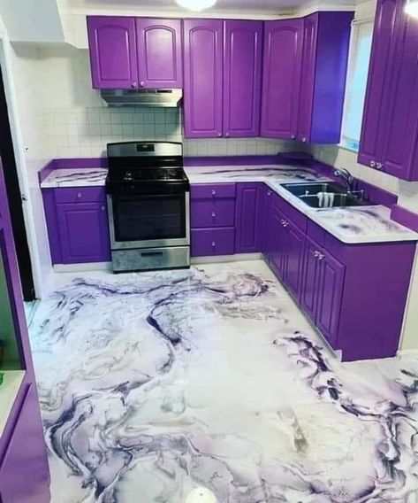 TWAW Shooting Chapters’s Instagram post: “Purple lovers, yes or no? 🤔⁠ ⁠ ⁠ ⁠ ⁠” Purple Kitchen Decor, Purple Kitchen, Construction Workers, Design Fails, Marble Flooring, Home Hacks, Paint Job, Room Makeover, Apartment Decor