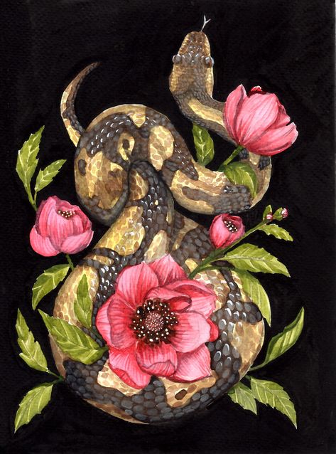 Popatrz na mój projekt w @Behance: „Snake with flowers 1” https://www.behance.net/gallery/61717195/Snake-with-flowers-1 Snake With Flowers, Snake Painting, Pretty Snakes, Snake Drawing, Basket Drawing, Art Alevel, Animal Illustration Art, Snake Art, Phone Art