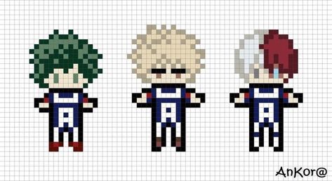 Pixel Art Templates, Hama Beads Design, Pixel Drawing, Diy Perler Bead Crafts, Pixel Art Grid, Graph Paper Art, Pix Art, Katsuki Bakugou, Anime Pixel Art