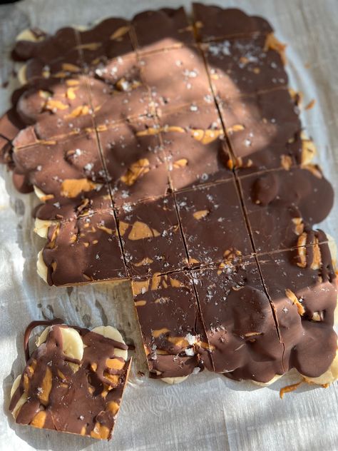 Thanksgiving Side Ideas, Banana Peanut Butter Bites, Peanut Butter Chocolate Bark, Best Brussels Sprouts, Peanut Butter Bark, Banana Bark, Butter Bites, Side Ideas, Peanut Butter Bites