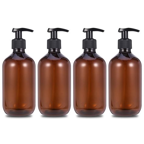 olyee 4 Pack 17oz Pump Dispenser Bottles, 500ml Refillable Empty Lotion Liquid Soap Pump Bottle for Oil, Emulsion Shampoo, Pump Lotion, Bathroom, Liquid Makeup Bottles(Brown) : Amazon.co.uk: Home & Kitchen Empty Plastic Bottles, Lotion Containers, Organic Lotion, Makeup Containers, Glass Soap Dispenser, Liquid Makeup, Amber Bottles, Pump Bottle, Amber Glass Bottles