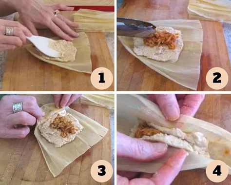 How to make tamales: a step-by-step tutorial - Farm to Jar Food How To Wrap Tamales In Husks, How To Make Tamales Step By Step, How To Cook Tamales, Homemade Tamales Recipe, Making Tamales, Traditional Tamales, Make Tamales, How To Make Tamales, Hot Pepper Recipes