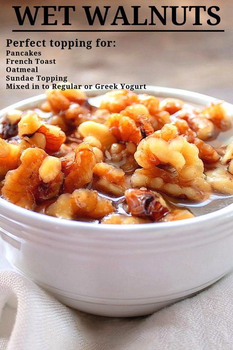 Walnuts In Syrup For Ice Cream, Walnuts In Syrup Recipe, Wet Walnuts For Ice Cream, Wet Nuts Ice Cream Topping, Walnut Syrup, Black Walnut Ice Cream Recipe, Wet Nuts Recipe, Wet Walnuts Recipes, Walnut Syrup Recipe