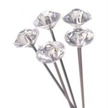 4cm Diamante Floristry Pins - Box quantity: 100 pins.  This pin will create a dramatic and romantic effect in all wedding floristry requirements.  Available wholesale from Triangle Nursery.  www.trianglenursery.co.uk Rhinestone Bouquet, Jeweled Bouquet, Boutonniere Pins, Bouquet Jewelry, Blue Apple, Corsage Pins, Bouquets Wedding, Gem Diamonds, Flower Corsage