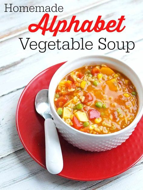 Alphabet Soup Recipe, Alphabet Pasta, Soups For Kids, Vegetable Soup Recipe, Pasta Soup, Vegetable Pasta, Alphabet Soup, Vegetable Soup Recipes, Vegetable Soup