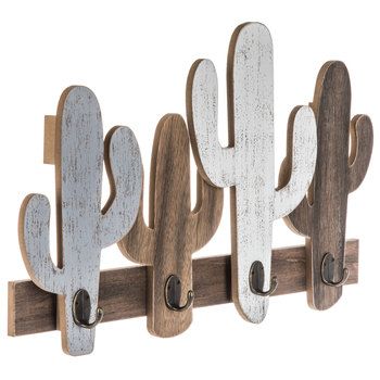 Cactus Bathroom, Wooden Cactus, Cactus Wall Decor, Wall Shelf With Hooks, Shelf With Hooks, Cactus Wall, Cactus Decor, Western Decor, Wall Shelf