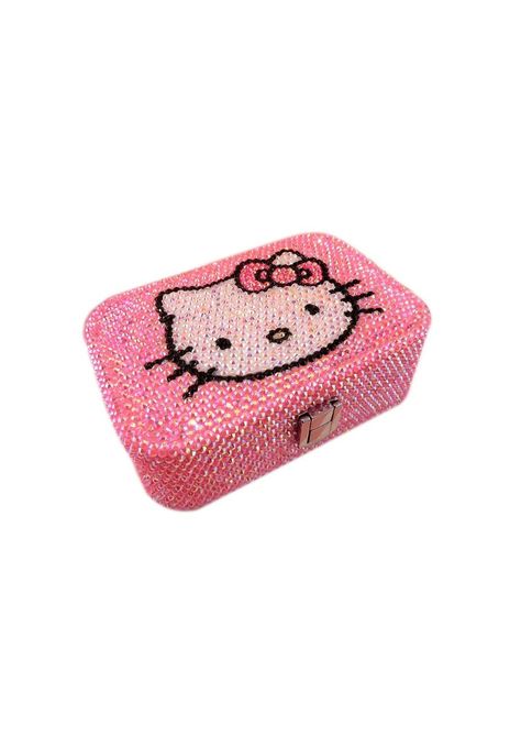 Hello Kitty Rhinestone Jewelry Storage Box - Mabel Love Co - Jewelry box Hello Kitty Jewelry Box, Aesthetic Organizer, Small Hello Kitty, Hello Kitty Rhinestone, Aliexpress Haul, Nike Hoodies For Women, Hello Kitty Face, Kawaii Y2k, Hello Kitty Jewelry