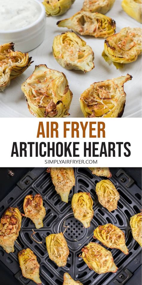 Want to make air fryer artichoke hearts? Lightly seasoned and covered in parmesan cheese, these scrumptious hearts are easy to make! Airfryer Artichoke Hearts, Can Artichoke Heart Recipes, Artichoke In Air Fryer, Parmesan Crusted Artichoke, Artichokes In Air Fryer, Parmesan Artichoke Hearts, Grilled Artichoke Hearts, Air Fryer Artichokes, What To Make With Artichoke Hearts