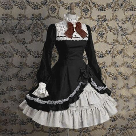 Women Lolita Victorian Gothic Dress Ruffle Bowknot Evening Retro Costume Vintage | eBay Frill Frock, Japanese Style Women, Cosplay Dresses, Oktoberfest Woman, Gothic Cosplay, Girl Cosplay, Frock Dress, Costume Themes, Gothic Dress