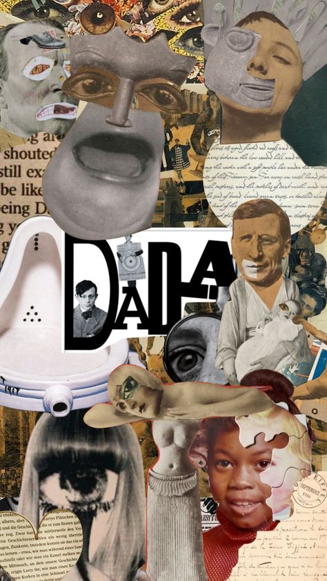 Dada Art Paintings, Dada Art Collage, Dadaism Art Ideas Easy, Dadaism Art Ideas, Dadaism Collage, Dada Manifesto, Dada Design, College Sketchbook, Dada Art Movement