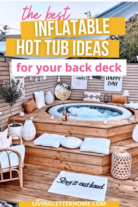 Inflatable Hot Tub Deck, Inflatable Hot Tub Ideas, Soft Tub Hot Tub, Hot Tub Decorating, Best Inflatable Hot Tub, Soft Tub, Hot Tub Ideas, Hot Tub Privacy, Small Hot Tub