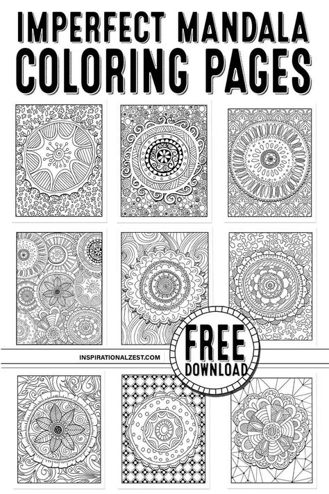 Perfectly imperfect Mandala Coloring Pages that you can download and print for free. Enjoy the mindful relaxation and cam while being reminded of the beauty of imperfection while coloring these perfectly imperfect mandala doodle coloring pages. Each of these hand drawn mandalas are perfect in their own way, just like you! via @carriestephens Kid Colouring, Mandala Coloring Pages For Adults, Coloring Book Mandala, Art Therapy Coloring Book, Mandala Printable, Coloring Designs, Journal Questions, Mario Coloring Pages, Mandala Doodle