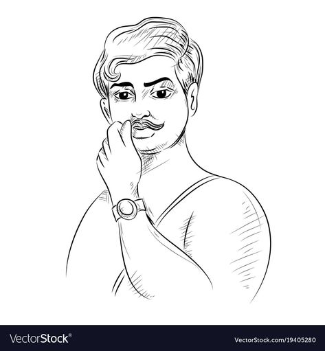 Chandrashekhar Azad Sketch, Chandra Shekhar Azad Sketch, Indian Freedom Fighters Drawings, Indian Freedom Fighters Sketch, Nation Drawing, Freedom Sketch, Chandra Shekhar Azad, Side Face Drawing, Photo To Stencil