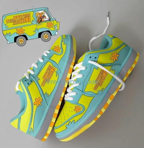 Grab a custom kicks based on our favourite cartoon Scooby Doo . . . . . . . . . . . . . . . . #nike #nikeshoes #sbdunks #custom Scooby Doo Painted Shoes, Scooby Doo Shoes, Custom Painted Shoes Ideas, Cartoon Scooby Doo, Custom Trainers, Marvel Shoes, Custom Sneakers Diy, Painted Nikes, Custom Jordans