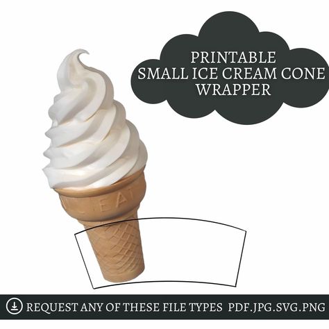 Cone Wrappers, Cake In A Cone, Sugar Cones, Printable Numbers, Small Flat, Custom Party, Diy Party Decorations, Ice Cream Cone, Digital Sticker