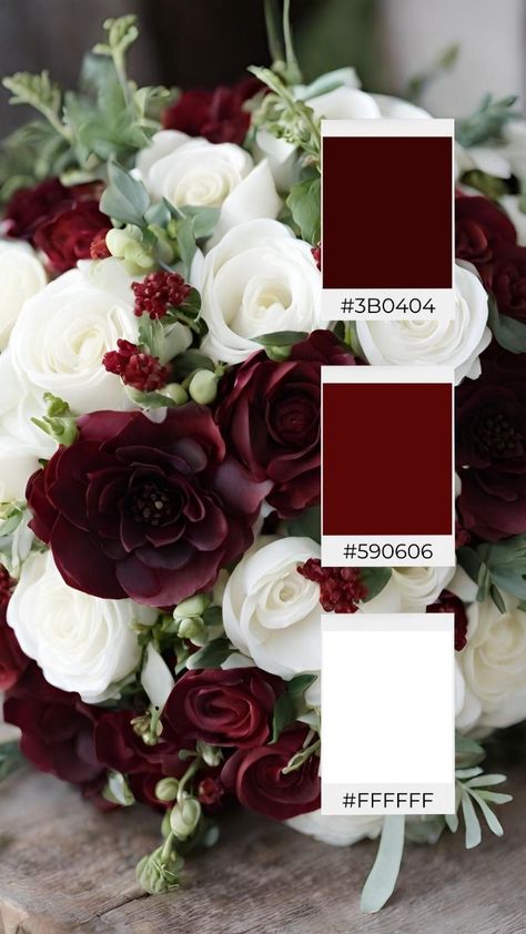 Red Wedding Ideas Color Schemes, Scarlet Wedding Theme, Wine Red Color Palette, Red Wedding Color Schemes, Wine Red Wedding Theme, Dark Red Wedding Theme, Wedding Color Schemes Red, Grave Arrangements, Unique Fall Wedding