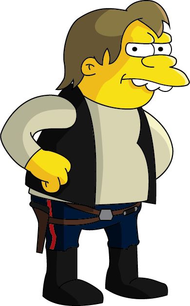 Nelson Muntz as smuggler Han Solo. Nelson Muntz, King Josiah, Die Simpsons, Simpsons Characters, Homer Simpson, Han Solo, Hans Solo, Futurama, Coloring Book Art