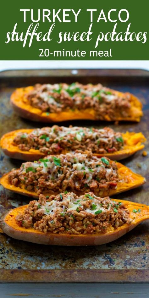 Taco Stuffed Sweet Potato, Mexican Easy, Healthy Turkey Recipes, Stuffed Sweet Potato, Ground Recipes, Mexikansk Mat, Ground Turkey Recipes Healthy, Turkey Taco, Sweet Potato Recipe