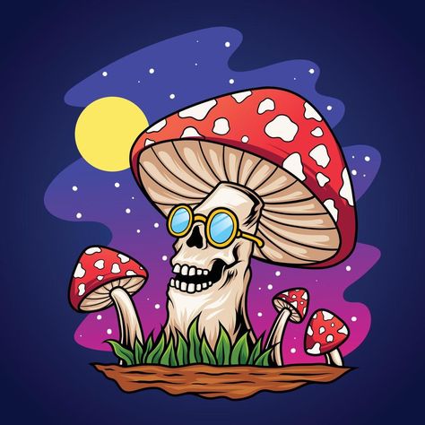 Trippy skull mushroom cartoon Trippy Mushrooms Art, Mushroom Graffiti Art, Trippy Mushroom Design, Funny Mushroom Drawing, Trippy Geometric Art, Cartoon Mushroom Drawing, Trippy Mushroom Drawing, Trippy Mushroom Painting, Mushroom Guy