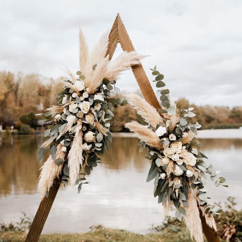 Pampas Wedding Arch, Cotton Wedding Decor, Mountain Wedding Decor, Boho Wedding Arch, Orange Wedding Invitations, Wedding Archway, Wedding Reception Flowers, Wedding Arch Flowers, Arch Flowers