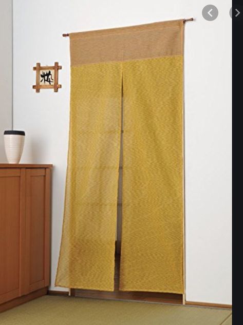 50s Room Decor, 50s Room, Japanese Curtains, Noren Curtains, Yellow Curtains, Genius Ideas, Japanese Interior, Curtain Designs, Hanging Curtains