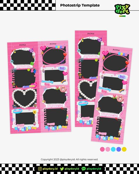 Kpop Frame Template, Photostrips Template, Photo Strip Frame, Photobooth Frame Ideas, Photostrip Template Png, Photobooth Strip Template, Photobooth Design Ideas, Scrapbook Templates Canva, Canva Frames Keywords