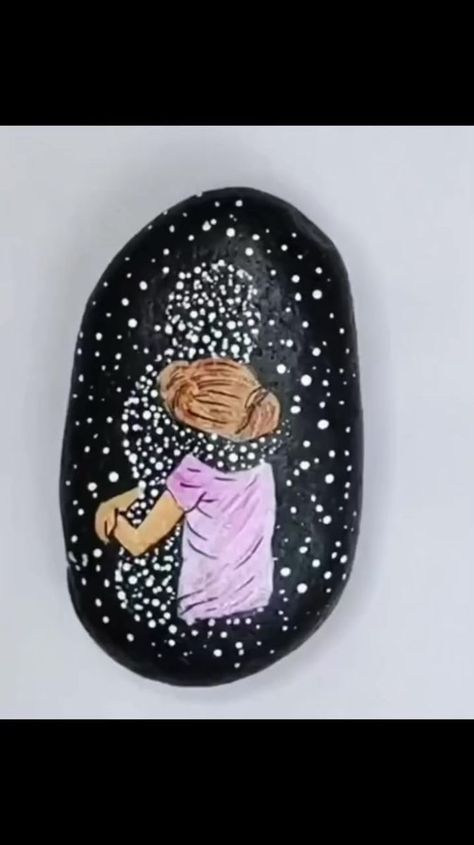 Cosmic Hug Painting on Rock 💕 | Little Rocks | Little Rocks · Original audio Hug Painting, Memorial Rocks, Rock Cactus, Friends Hugging, Rock N Roll Art, Diy Rock Art, Log Slices, Christian Crafts, Silhouette Painting