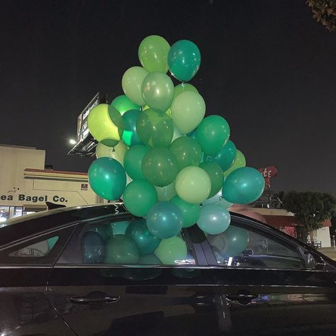 @sahar.luna on Instagram: “one birthday party to-go please” Green Balloons Aesthetic, Balloons Aesthetic, Sahar Luna, Diy Wind Turbine, Green Balloons, Teen Titan, Green Things, Green Balloon, Creative Colour