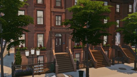 Brownstone House, Appartement New York, New Orleans Apartment, New York Brownstone, Nyc House, New York Townhouse, Nyc Townhouse, San Myshuno, Sims 4 Speed Build